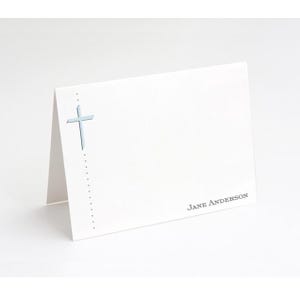 Personalized Cross Note Cards: Religious Stationery Set of 10