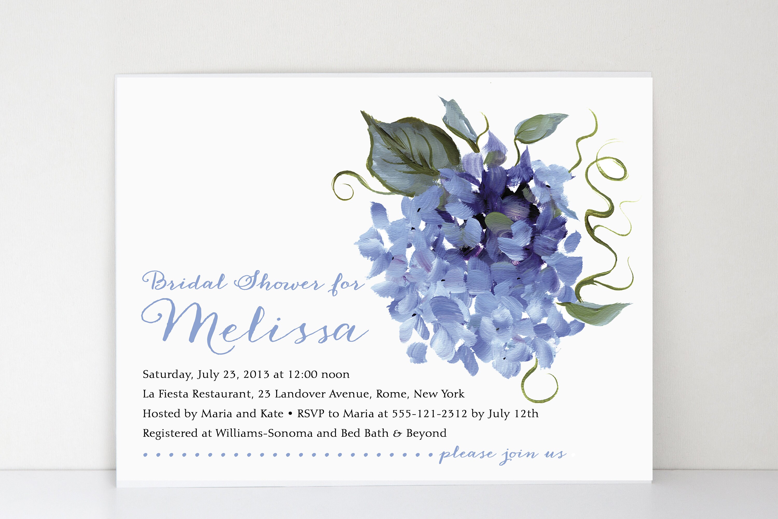 Hydrangea Bridal Shower Invitations / set of 10 / 5 colors / Etsy