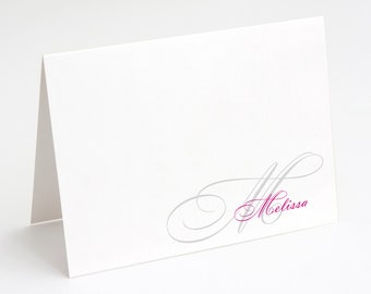 Monogram Stationery - set of 10 - folded note cards - NAME MONOGRAM