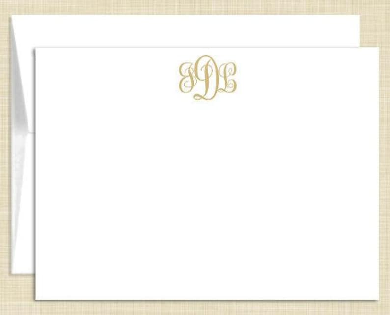 Monogram Stationery Monogram Note Cards Set of 10 Flat Etsy
