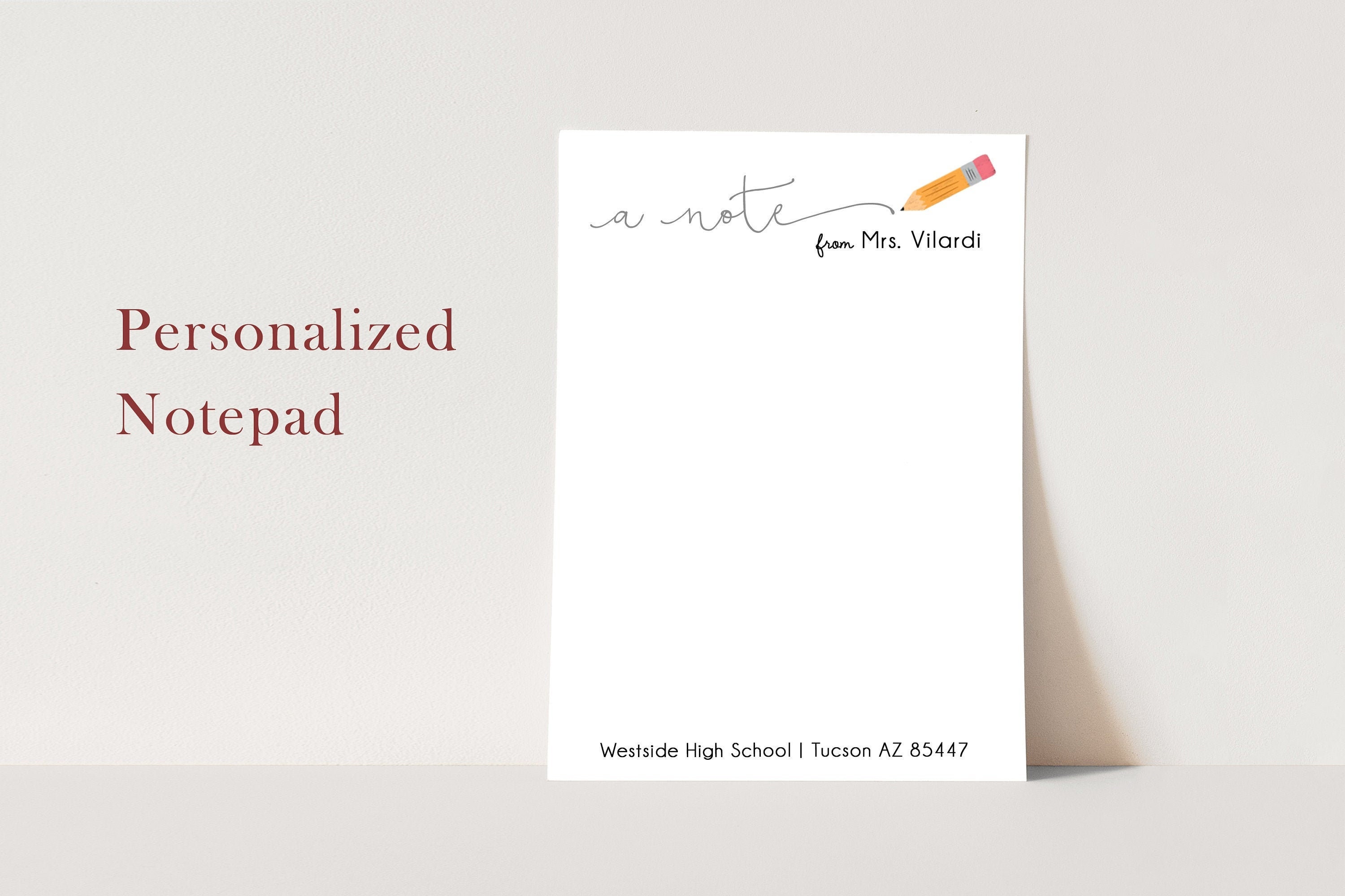 Personalized Teacher Notepad Teacher Notepad Teacher Note Etsy