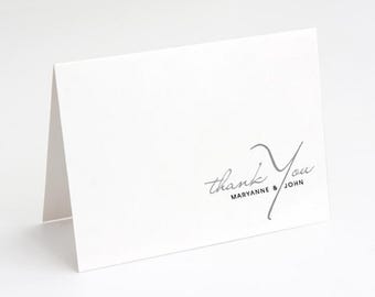 Personalized Wedding Thank You Note Cards | Bridal Couple Stationery Set