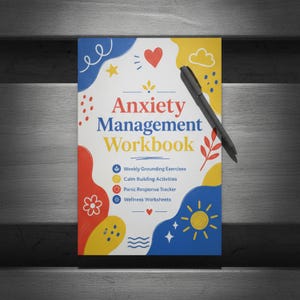 Cuaderno de ejercicios para aliviar la ansiedad, registro de hábitos de ejercicio, técnicas para el manejo del pánico y la conexión con el presente.