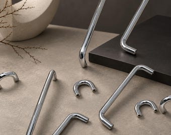 Modern Chrome Cabinet Pulls, Italian Minimalist Drawer Handles, French Cream Style Furniture Hardware, Wardrobe Door Handle