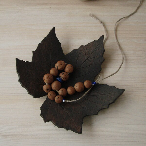 Creamic Leaf Plate, Ceramic Jewelry Plate, Leaf Print
