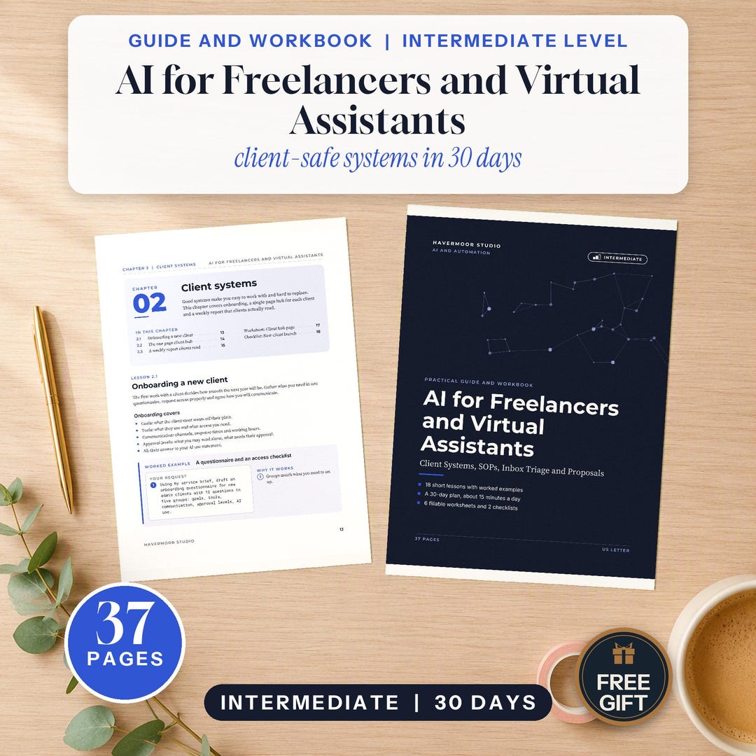 Virtual Assistant Workbook, AI Guide for Freelancers, Fillable PDF ...