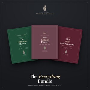 Everything Bundle Printable - 22 Planners, Trackers and Journals, Christmas, Budget, Wedding, Meal, ADHD Daily, Home, Tasting PDF Set