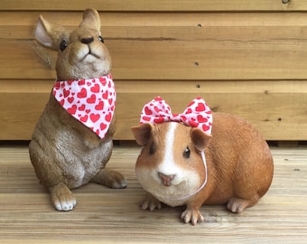 Valentine's Day bow or bandana for bunny rabbits, guinea pigs, small pets