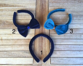 SALE Velveteen headband with or without a bow. Padded for a comfortable fit. Suitable for all ages. Limited edition.