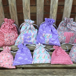 Easter fabric gift bags - personalised / personalized - monogram letter - two sizes in coordinating spring fabrics