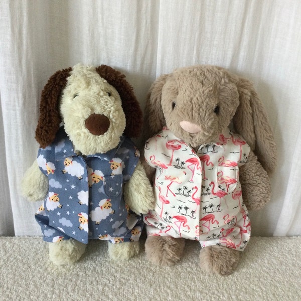 Shorts or shirt to fit a medium 30cm Jellycat Bashful bunny or puppy soft toy. Available as a set.