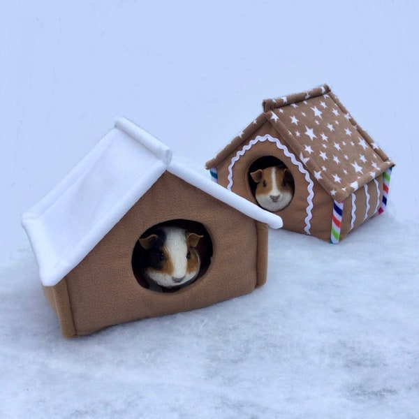 House hidey for guinea pigs, hedgehogs, small pets. Made-to-order in a range of fleece colours and patterns.