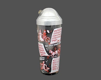 Coronet Crystal Melody Pattern Cocktail Shaker, Mixing Glass with Chrome Cover, Red and White Recipes & Sheet Music, Vintage Barware