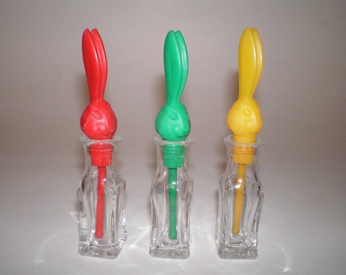 3 Vintage Food Color Coloring Bottles With Easter Bunny Rabbit Etsy