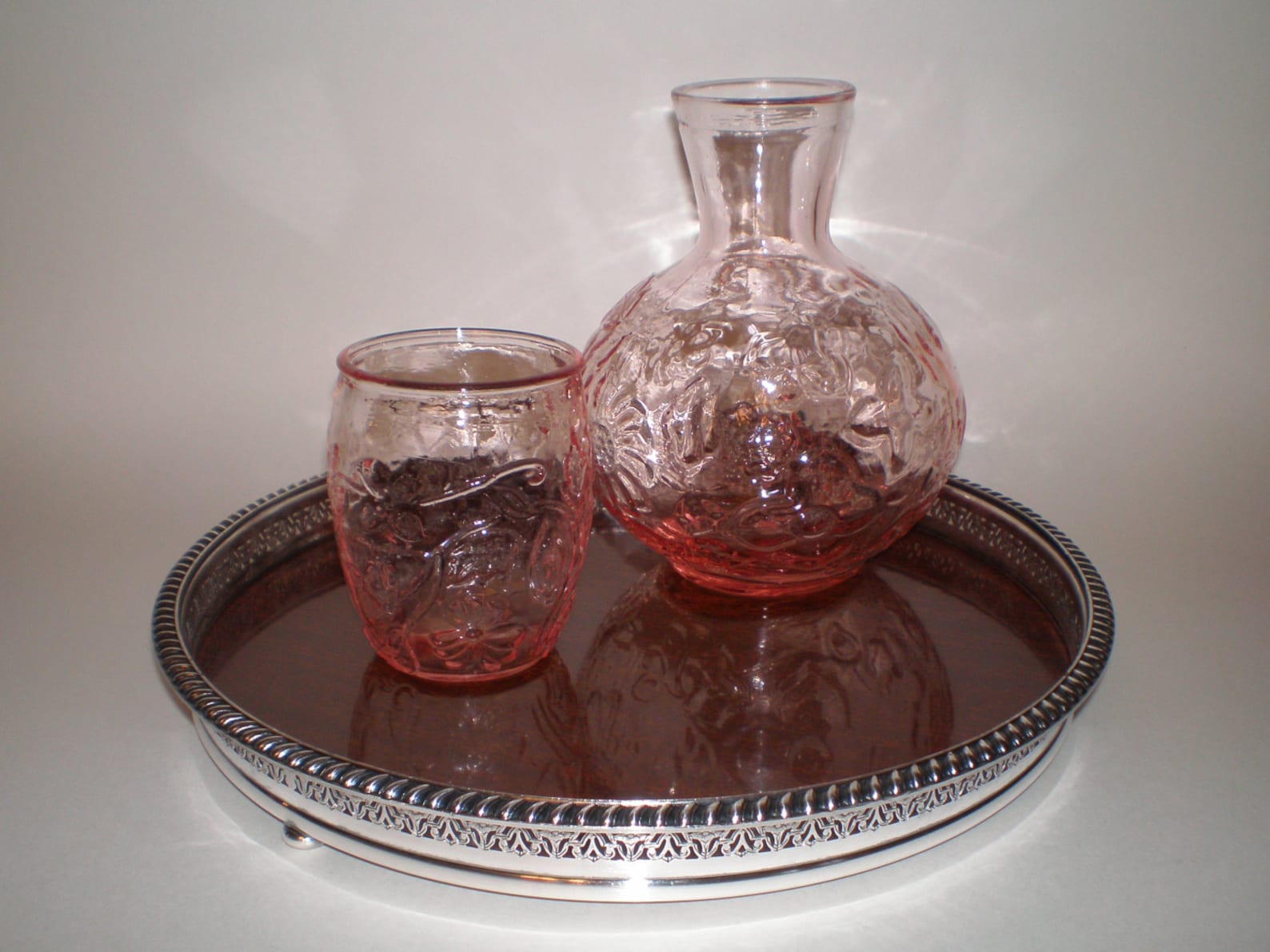 Pink Glass Bedside Water Carafe and Tumbler Night Set Tumble Etsy