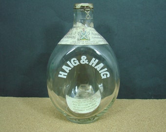 Haig & Haig Scotch Whiskey Pinch Bottle, Whisky of Scotland, Original Labels, Dimple Triangle Glass Bottle