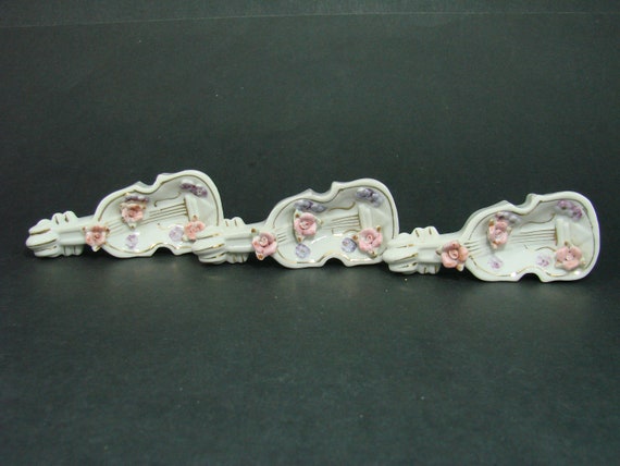 3 Hand Painted Violin Tea Bag Holders, Trinket Di… - image 2