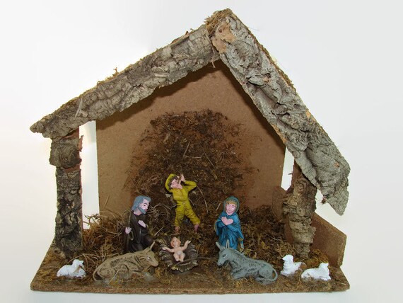 Vintage Nativity Scene Wood Creche Made In Italy Italian Manger Scene Christmas Religious Set Joseph Mary And Baby Jesus