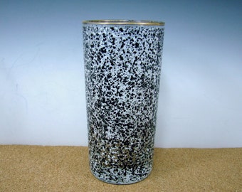 Vintage 1955 Libbey Riviera Black & White Speckled Tumbler or Glass with Gold Rim