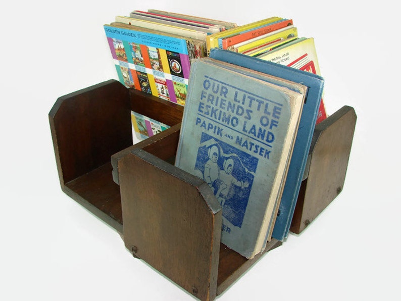 Solid Wood Revolving Bookcase Rotating Book Holder Swivel Etsy