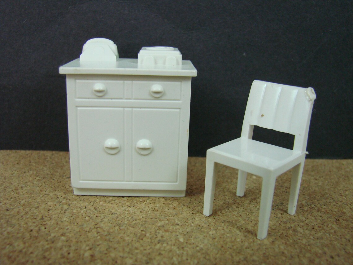 Marx Dollhouse Furniture and Seated Rubber Girl Yellow Couch Etsy