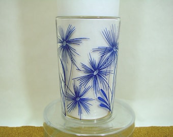 Hazel Atlas for Kraft Swanky Swigs, Vintage Posy Pattern Juice Glasses, 1947 Blue Cornflower