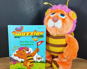 1984 Hasbro Softies 10" Wuzzles Bumblelion with Win One For Bumblelion Book