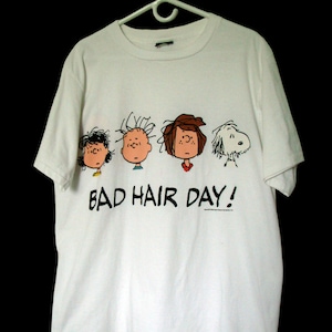 SNOOPY Bad Hair Day! スヌーピー PEANUTS 90s Rare Vintage XL 1990s Peanuts Bad Hair Day Changes T Shirt