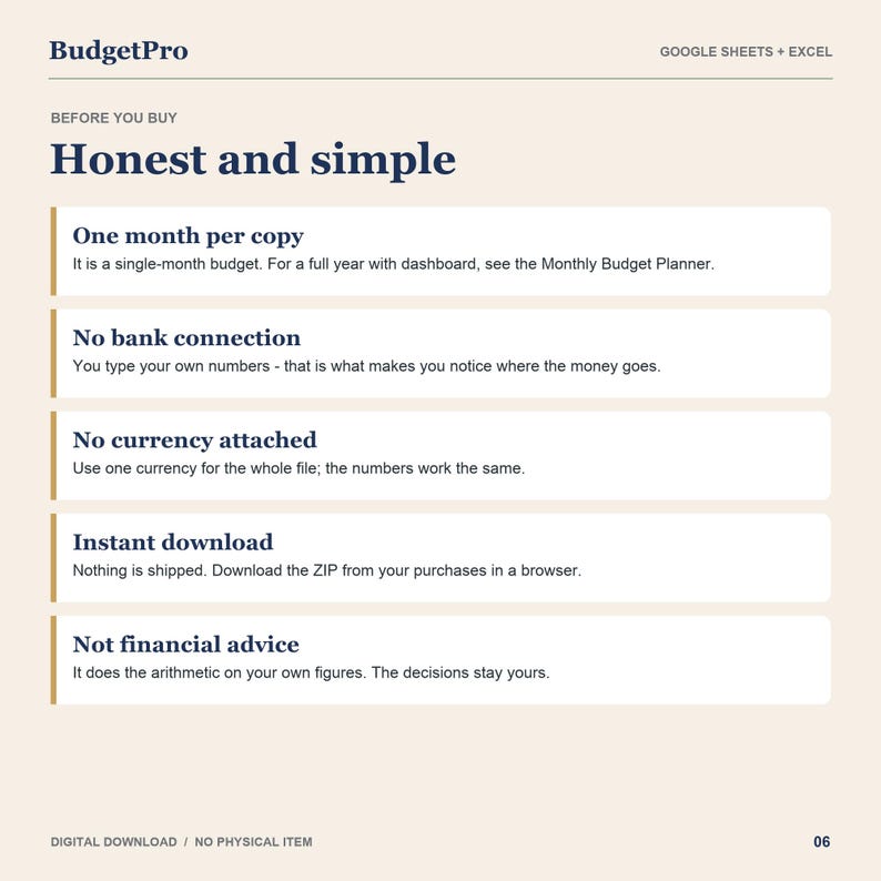 Simple Monthly Budget Spreadsheet for Beginners, Google Sheets & Excel ...