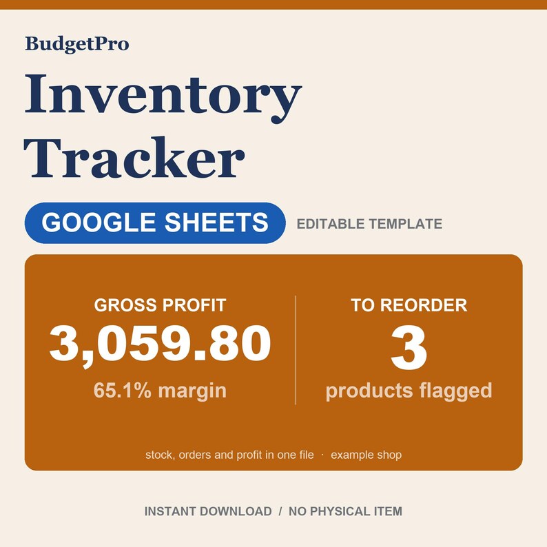 Inventory Tracker Google Sheets, Small Business Stock & Order Log ...