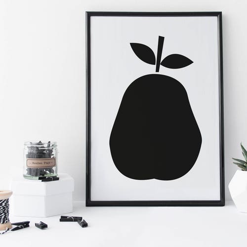 Pear Wall Art Modern Kitchen Decor Digital Illustration Etsy