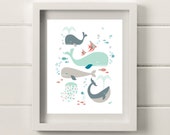 Whales Under The Sea Print