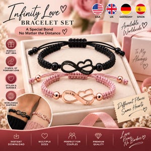 Mönster för Infinity Love-armband, Makramé DIY, Vänskapspar (digital nedladdning)