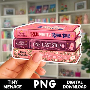 Pilha de livros de Casey McQuiston PNG: Vermelho, Branco e Azul Royal, Uma Última Parada, Eu Beijei Shara Wheeler