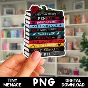 Dark Romance Book Stack PNG, Gothic Reader Design (Digital Download)