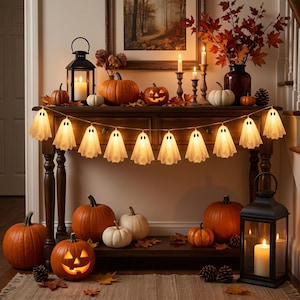 10 st Halloween spökljusslingor kusliga LED-girlanger lysande mantelhylla veranda hängande dekor inomhus utomhus semesterfestdekoration