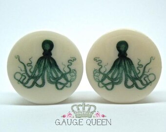 Octopus Plugs / Gauges. 4g /5mm, 2g /6.5mm, 0g /8mm, 00g /10mm, 1/2" /12.5mm, 9/16" /14mm, 5/8" /16mm, 3/4" /19mm, 7/8" /22mm, 1" /25mm