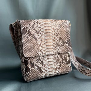 Natural Python Leather Crossbody Bag, Snakeskin Shoulder Bag, Handmade Small Leather Purse