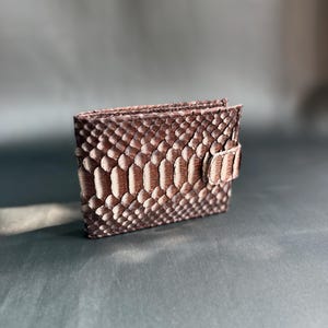 Brown Python Leather Wallet, Handmade Snakeskin Bifold Wallet, Men’s Luxury Leather Wallet with Coin Pocket