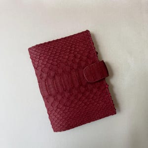 Burgundy Python Leather Passport Cover, Snakeskin Passport Holder, Handmade Leather Travel Wallet