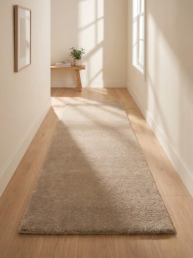 Beige Hand Tufted Area Rug, Neutral Wool Look Carpet, Solid Modern Cut ...