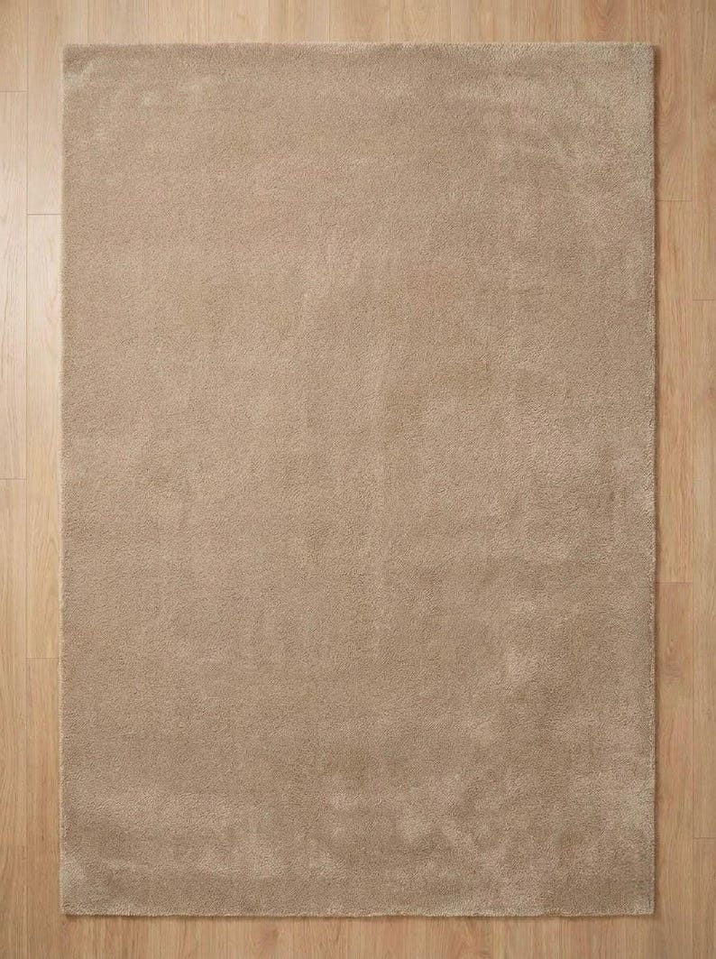 Beige Hand Tufted Area Rug, Neutral Wool Look Carpet, Solid Modern Cut ...