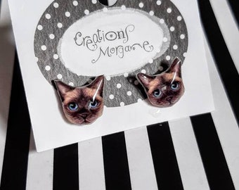 Boucles D Oreilles De Chat Siamois Etsy