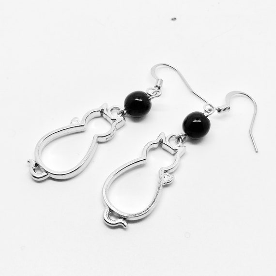 Boucle D Oreille Chat Noir Black Cat Earring Etsy Boucle D Oreille Chat Noir Black Cat Earring Etsy