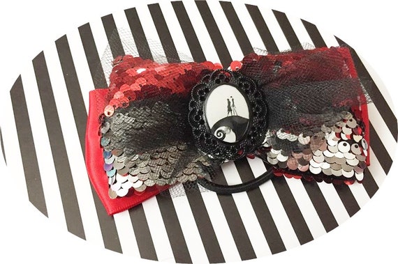 Choice Of Sequin Ribbon Hair Clip Bow Jack And Sally Boucle Etsy