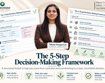 The 5-Step Decision-Making Framework | Overthinking / difficult decisions | Printable Digital Worksheet & Guided Tool