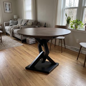 Verran Slide Extendable Dining Table, Round to Oval Transformation, Modern Kitchen Furniture