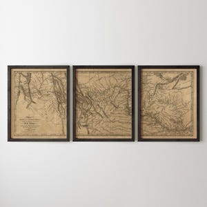 Old Lewis and Clark Map Art Print Set, 1814, Archival Reproduction (Unframed)