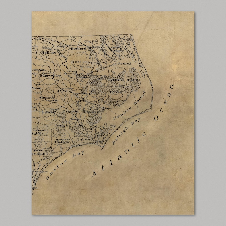 Old North Carolina Map Print, Set of 3, 1893 Archival Reproduction Wall ...