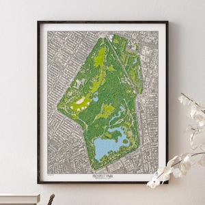 Prospect Park Map Art Print, Brooklyn, NY, Pen and Watercolor Style, 16x20 inches, Unframed